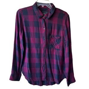 Rails Flannel Shirt Hunter Buffalo Plaid Rosewood Navy Women's Size Medium